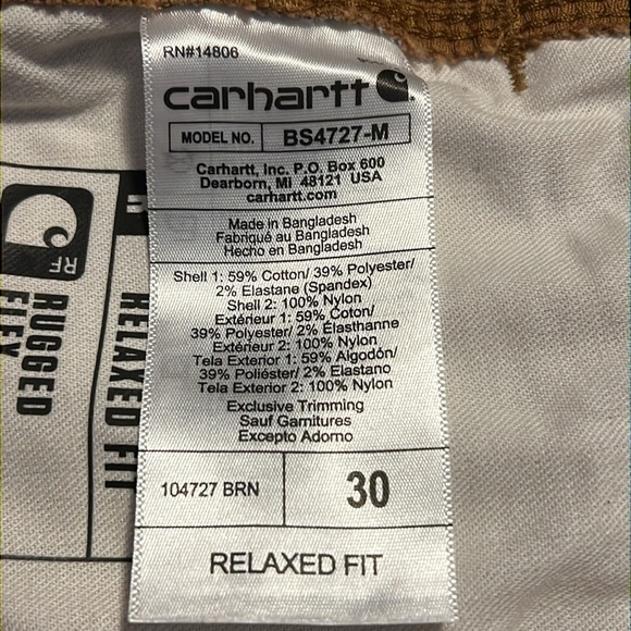 Carhartt Men's Rugged Flex Relaxed Fit Ripstop Cargo Shorts, Brown - Picture 6 of 8